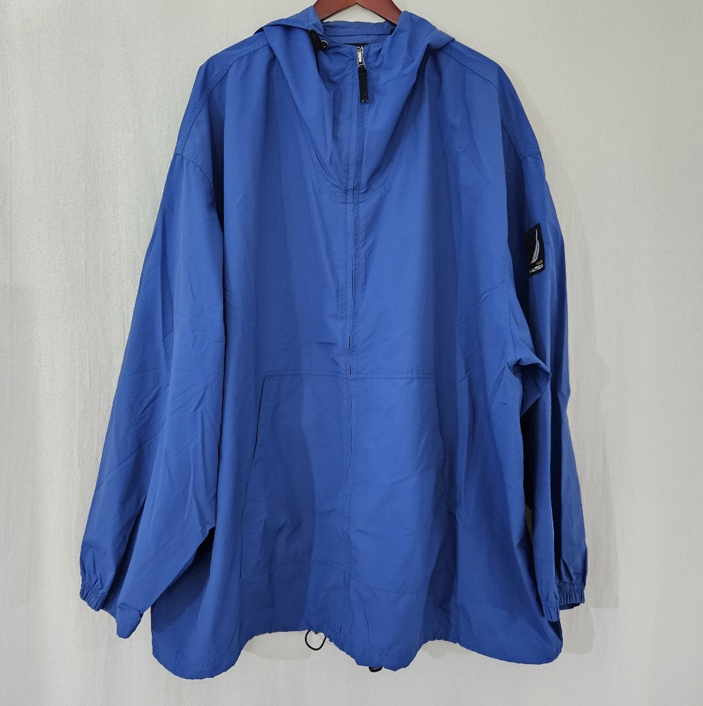 Nautica Windbreaker Jacket with Hood in Blue Men's Size 4XL
